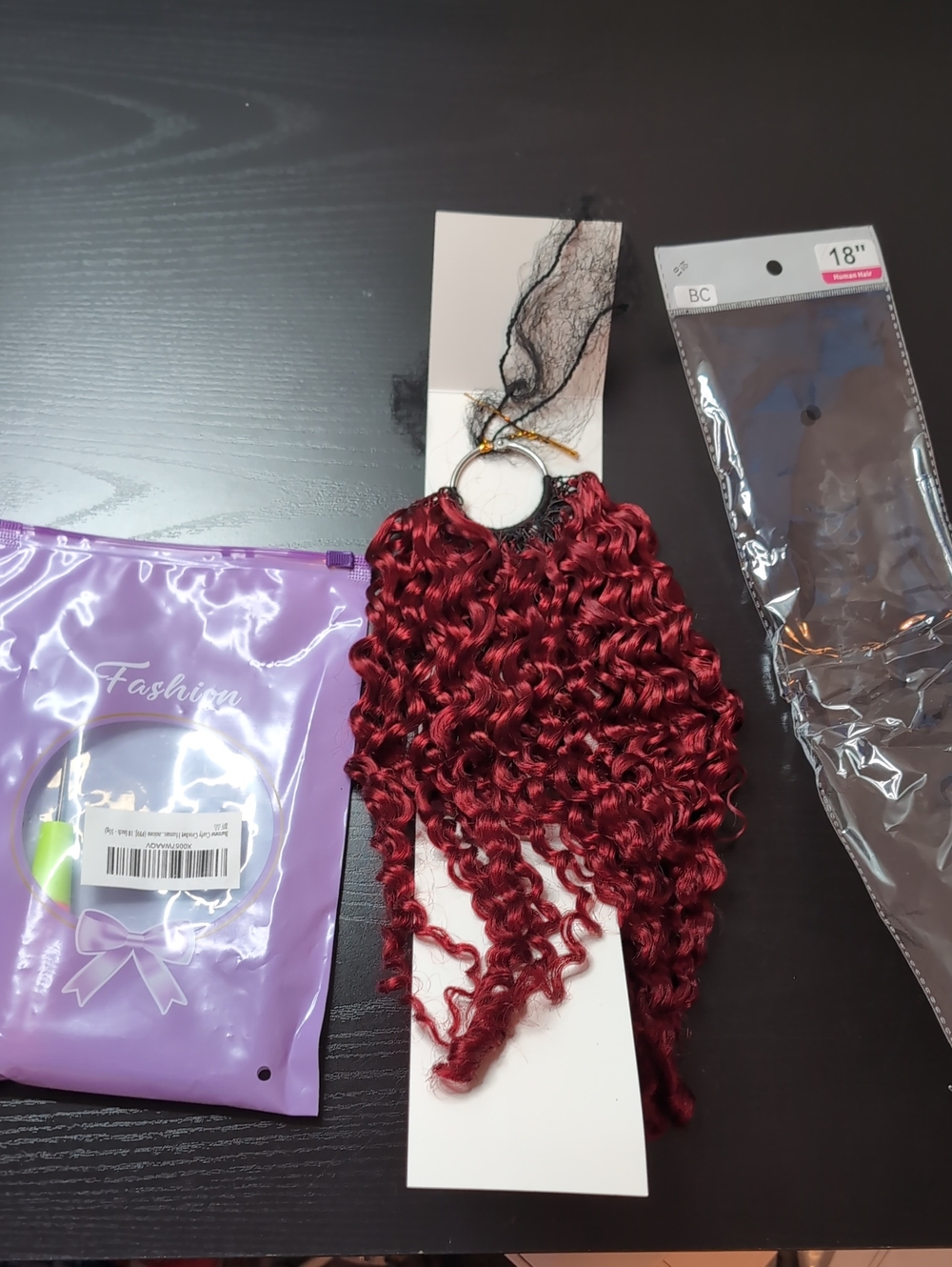 18-in Burmese Curly Human Crochet Hair 99j Burgundy Red 55 G Spiral Curl